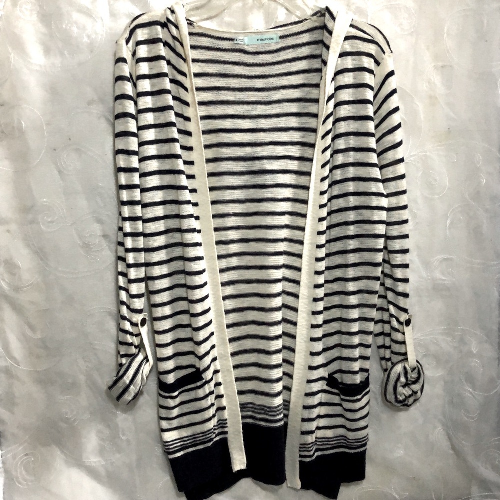 Maurices Small Lightweight Stripe Hooded Cardigan